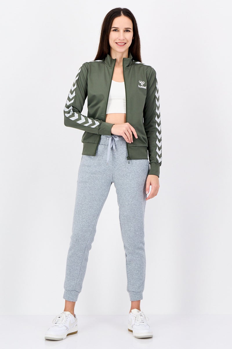 Hummel Women Sportswear Fit Long Sleeve Outdoor Full Zip Sweatshirt, Olive - Image 2